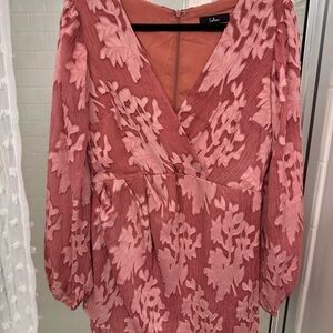 Lulu's Rose Pink Floral Long Sleeve Dress
